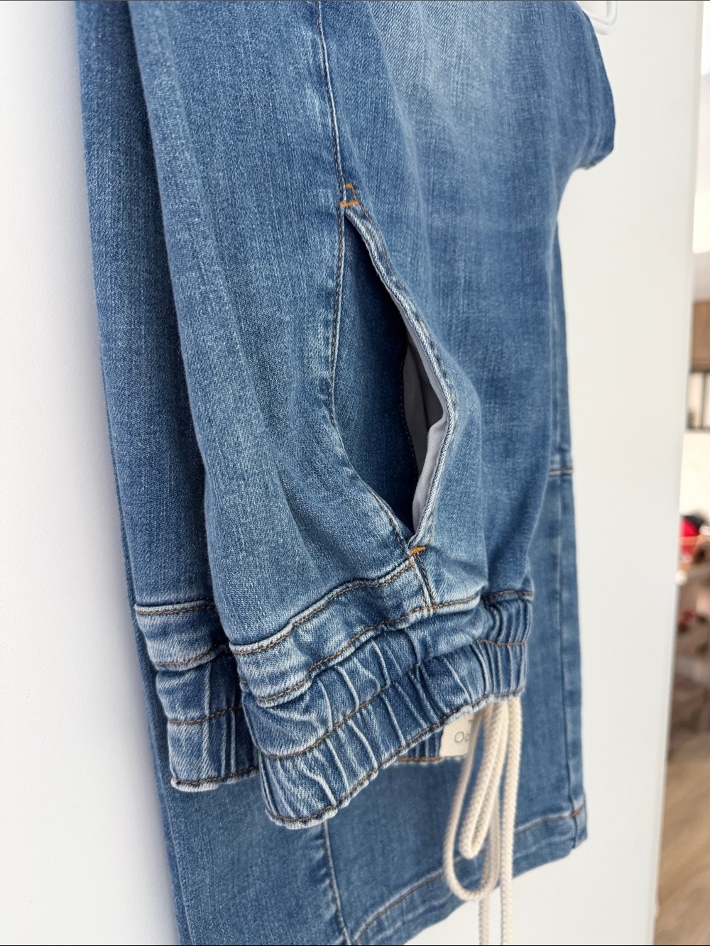 Pilcro Denim Wide-Leg Drawstring Jeans - Blue - Picture 9 of 10